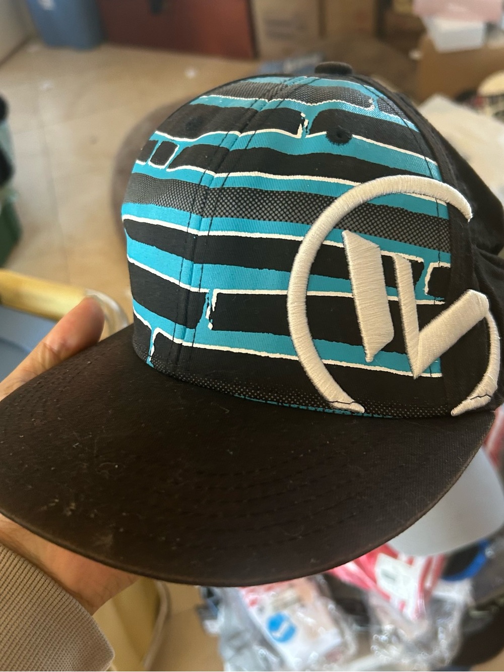 Youth Shaun White Black & Teal Striped Baseball Cap - Casual hat #95